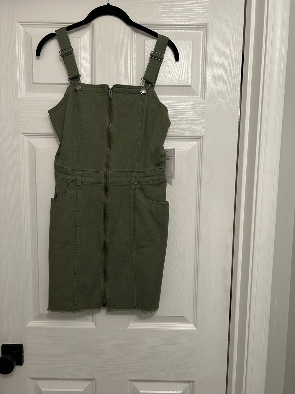 love, Fire Olive Green Denim Pinafore Dress 🤍